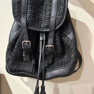 Martina Caponi Black Woven Leather Backpack